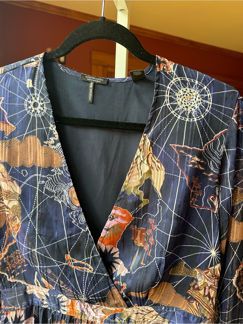 Scotch & Soda Navy Floral-Abstract Long Sleeve Maxi Dress - Picture 5 of 10